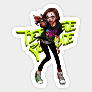 Zombie Teenage Girl Halloween Sticker